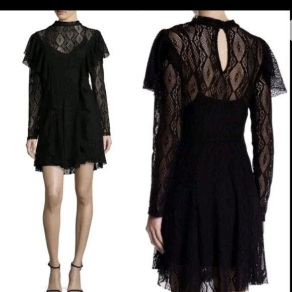 Free People Dresses & Skirts - Free People Medium Black Crochet Lace Top Dress New Tags NWT M Black Short Dress